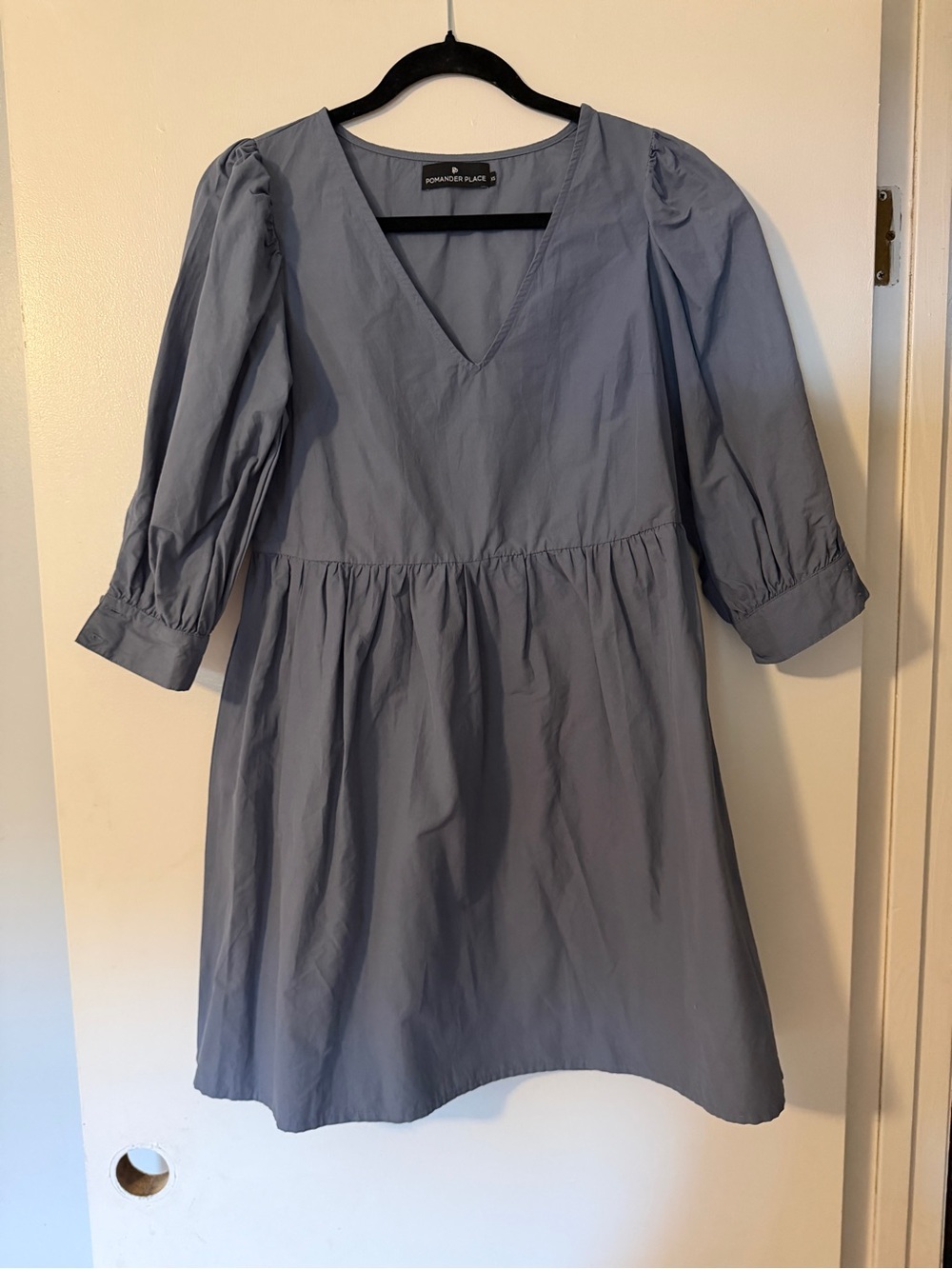 Pomander Place Women's Blue Puff Sleeve Dress, Size XS